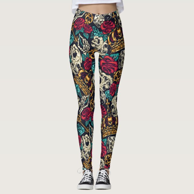 Schädel und Blume Leggings (Vorderseite)