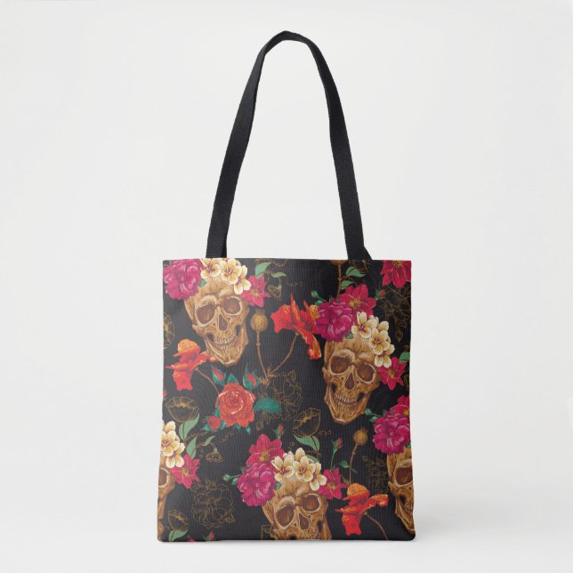 Schädel und Blume Nahtloser Hintergrund (Vorderseite)