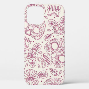Schädel und Blume. Nahtloser Hintergrund. Mexikani Case-Mate iPhone Hülle
