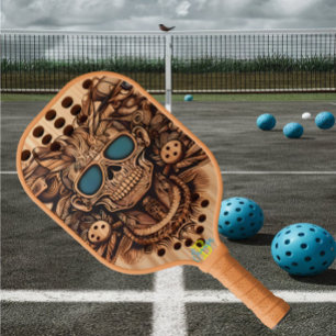 Schädel und Blume Pickleball Schläger