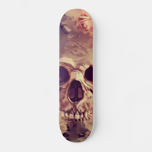 Schädel und Blume Skateboard (Vorderseite)