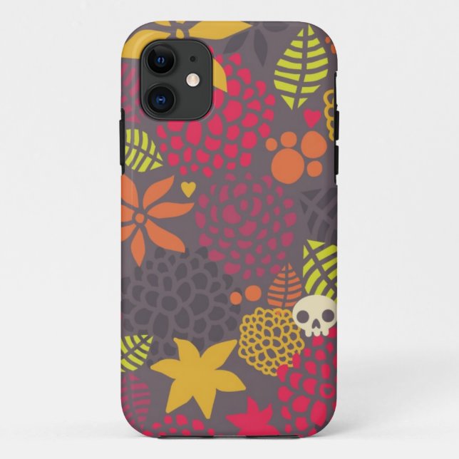 Schädel und Blumen Case-Mate iPhone Hülle (Rückseite)