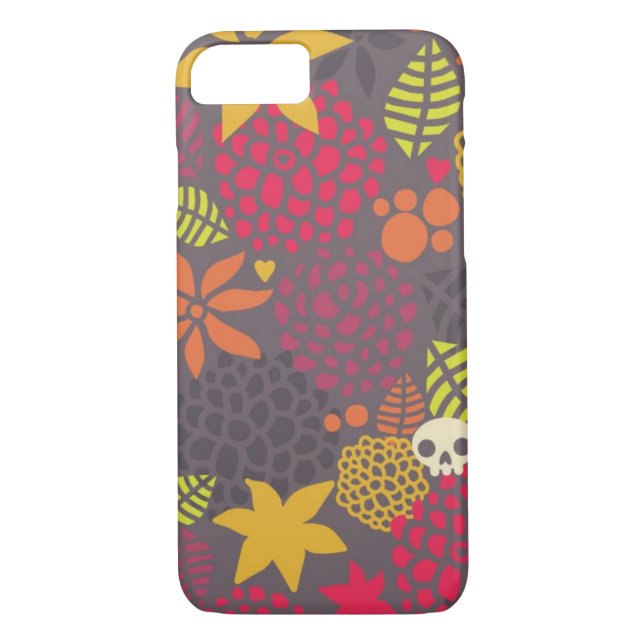 Schädel und Blumen Case-Mate iPhone Hülle (Rückseite)