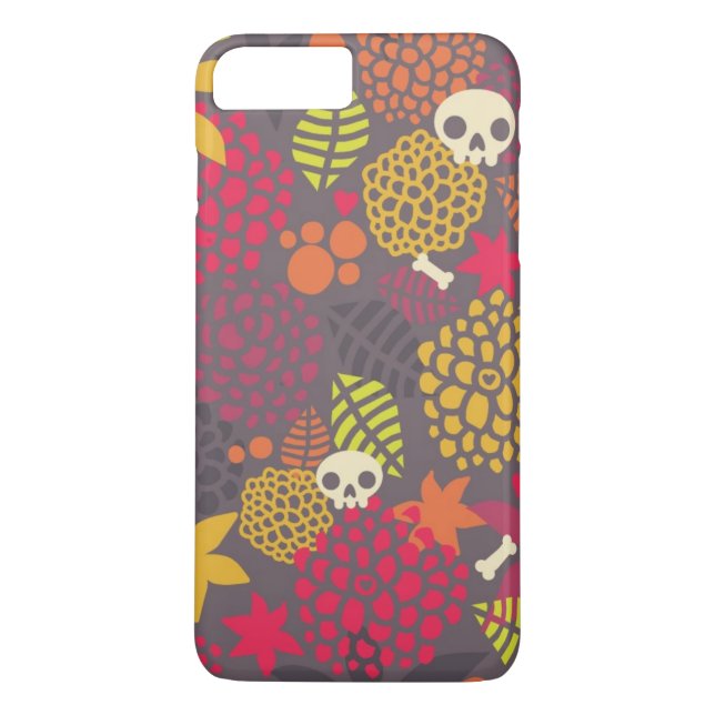 Schädel und Blumen Case-Mate iPhone Hülle (Rückseite)