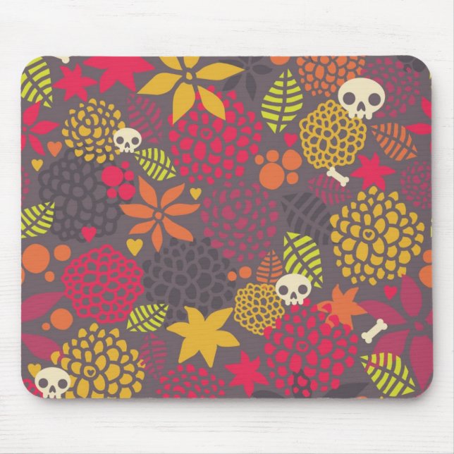 Schädel und Blumen Mousepad (Vorne)
