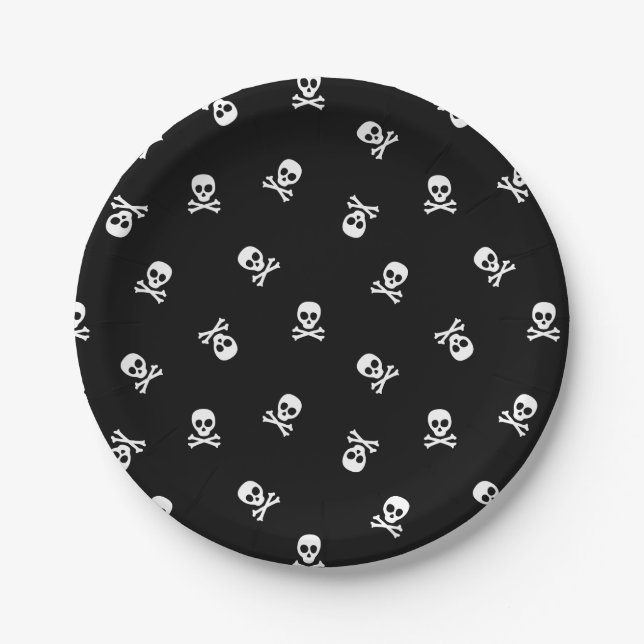 Schädel- und Crossbones-Halloween-Party Pappteller (Vorderseite)