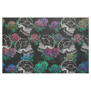 Schädel und dunkle Rose   Funky Glam Ombre Grunge Stoff