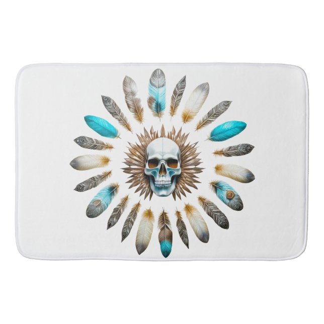 Schädel und Federn 01 Badematte (Vorderseite)