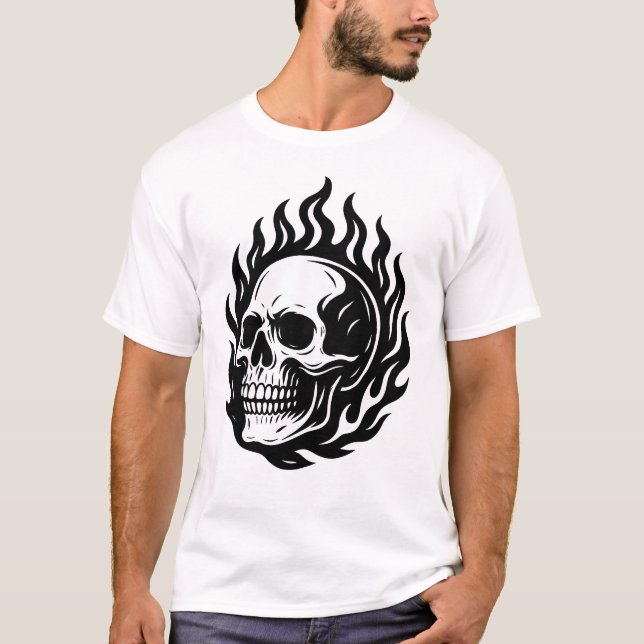 Schädel und Feuer T-Shirt (Vorderseite)