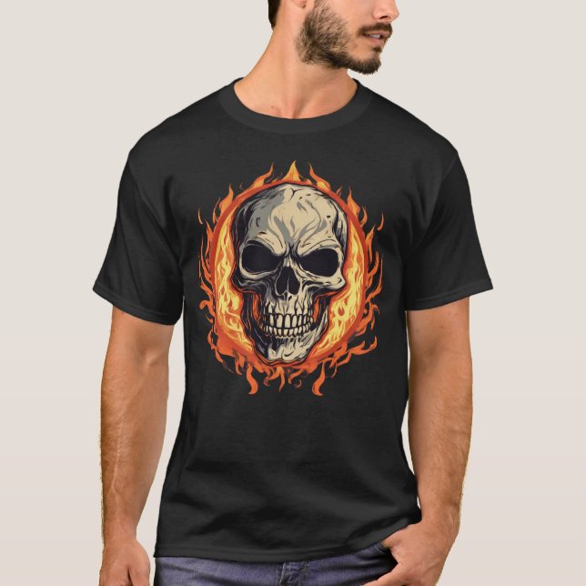 Schädel und Flammen T-Shirt (Vorderseite)