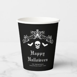 Schädel und Fledermäuse Gothic Frohes Halloween Sc Pappbecher