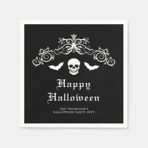 Schädel und Fledermäuse Gothic Frohes Halloween Sc Serviette
