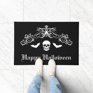 Schädel und Fledermäuse Silhouette Frohes Hallowee Fußmatte