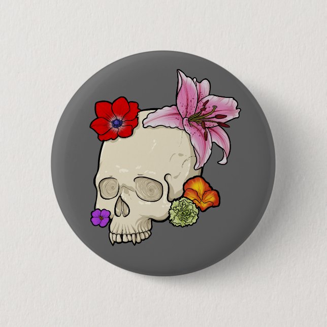 Schädel und Flora Button (Vorderseite)