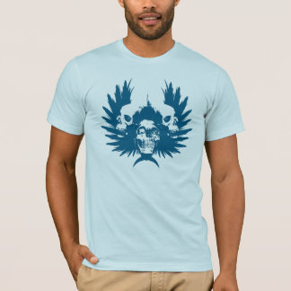Schädel und Flügel - Blau T-Shirt