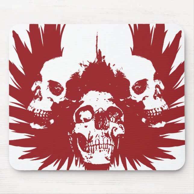 Schädel und Flügel - Rot Mousepad (Vorne)