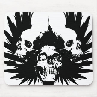 Schädel und Flügel - Schwarzes Mousepad