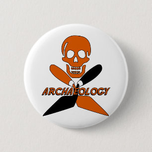 Schädel und gekreuzte Trowels-Archäologie Button