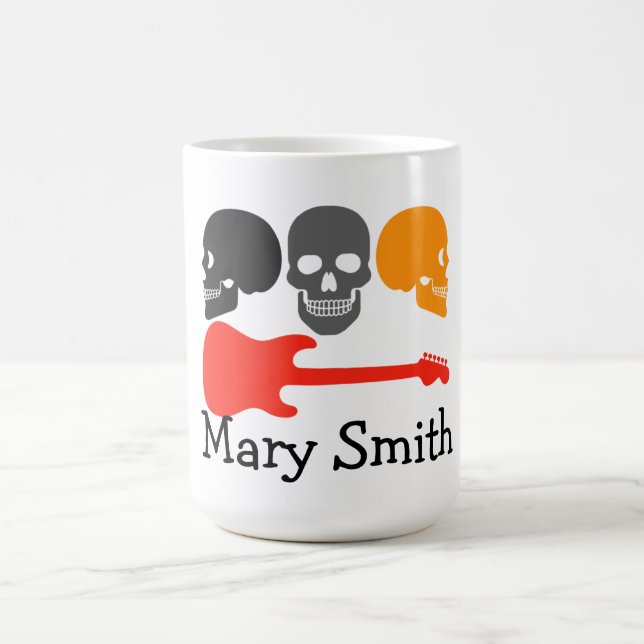 Schädel und Gitarre Kaffeetasse (Mittel)