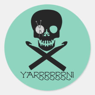 Schädel und Haken Runder Aufkleber