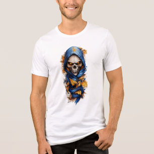 Schädel und Herbst belassen Tattoo-Stil Tri-Blend Shirt