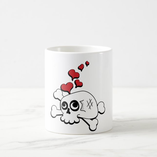 Schädel und Herz Kaffeetasse (Mittel)