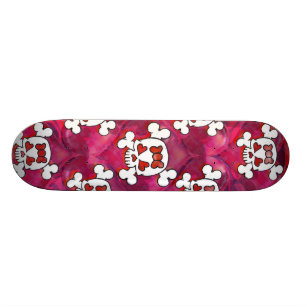Schädel und Herz-Mädchen Skateboard