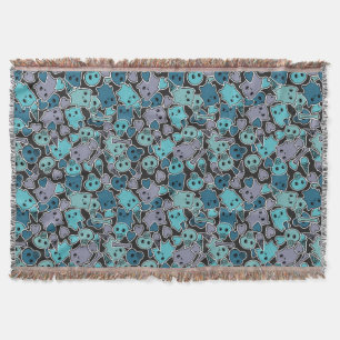 Schädel und Herzen auf schwarzem Hintergrund 2 Decke