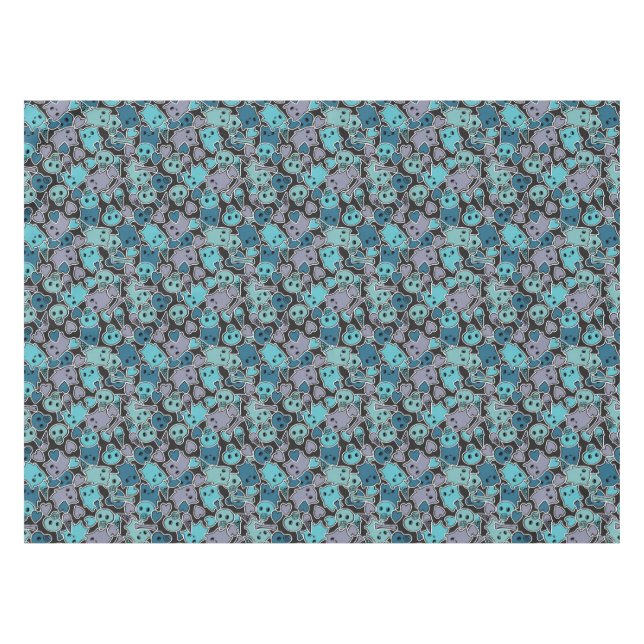 Schädel und Herzen auf schwarzem Hintergrund 2 Tischdecke (Vorderseite (Horizontal))
