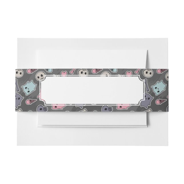 Schädel und Herzen auf schwarzem Hintergrund Einladungsbanderole (Vorderseite Beispiel)