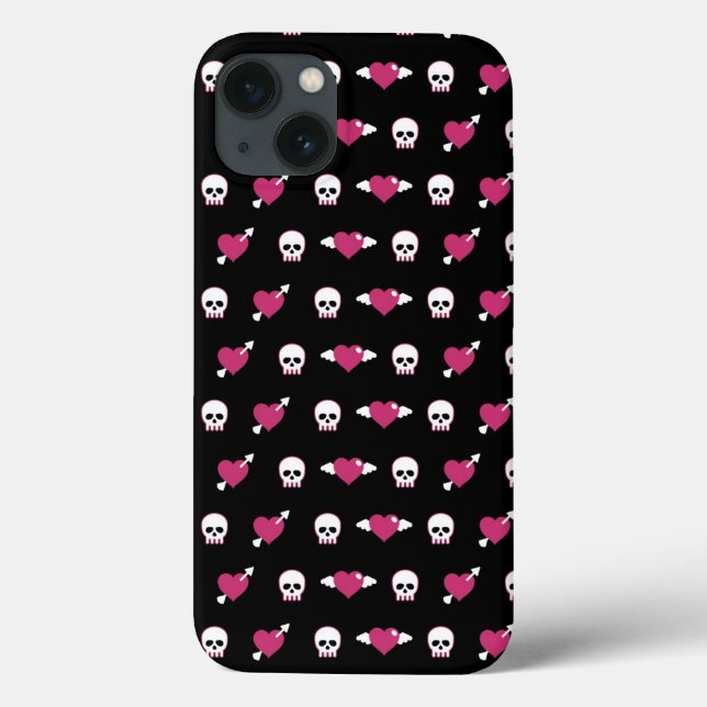Schädel und Herzen Case-Mate iPhone Hülle (Rückseite)