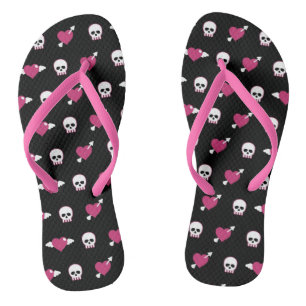 Schädel und Herzen Flip Flops