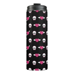 Schädel und Herzen Thermosbecher
