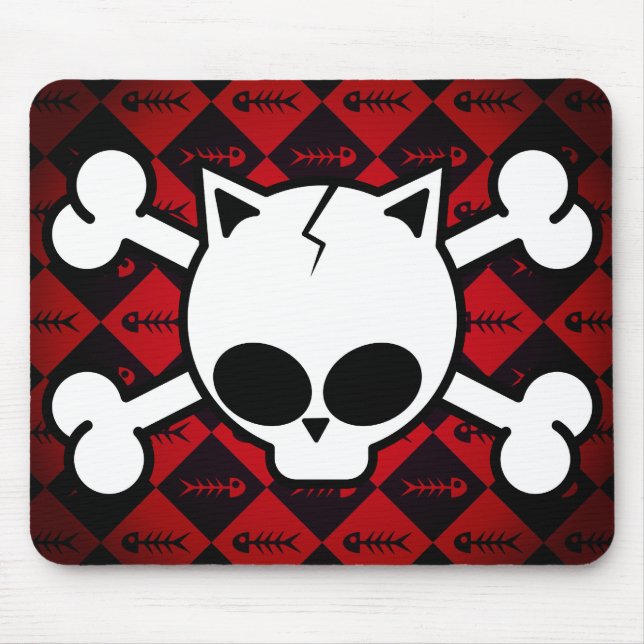 Schädel-und Katzen-Knochen Mousepad (Vorne)