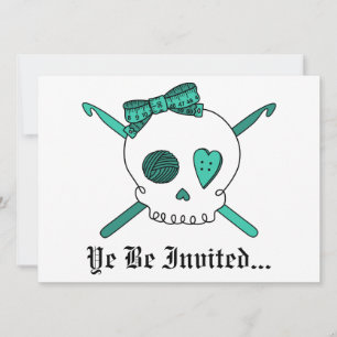 Schädel- und Kegelhaken (Türkis) Einladung