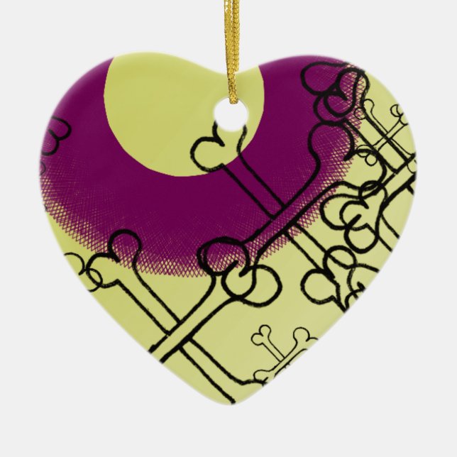 Schädel und Knochen gotisch lila Keramikornament (Vorne)