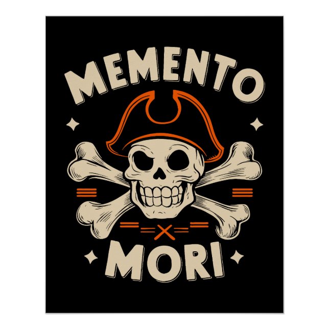 Schädel und Knochen mit Piratenhut - Memento mori Poster (Vorderseite)