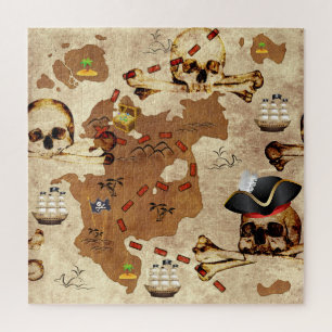 Schädel und Knochen Piratenschatzinselkarte Puzzle