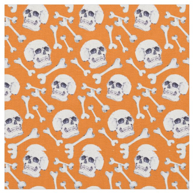 Schädel und Knochen Pumpkin Orange Stoff (Nahaufnahme)