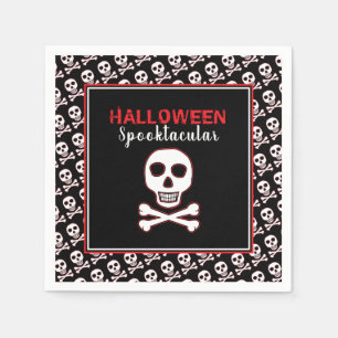 Schädel und Knochen, rotes Halloween-Party Serviette