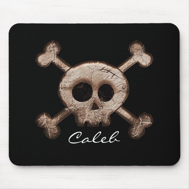 Schädel und Knochen Schwarz Computermauspad im Dis Mousepad (Vorne)