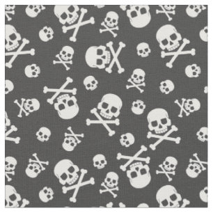 Schädel und Krebse Weißes Halloween Stoff
