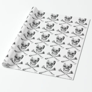 Schädel-und Kreuz-Knochen grau Geschenkpapier