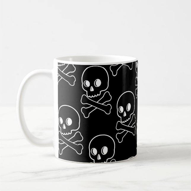 Schädel und Kreuzknochen Kaffeetasse (Links)