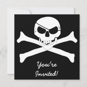Schädel und Kreuzknochen - Piratenflagge Einladung