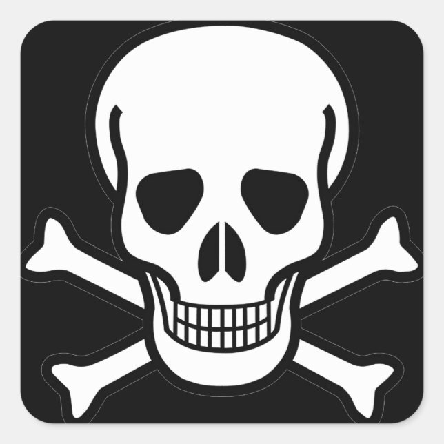 Schädel und Kreuzknochen Quadratischer Aufkleber (Vorderseite)