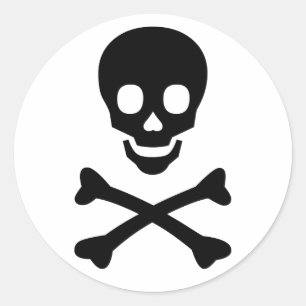 Schädel und Kreuzknochen Runder Aufkleber