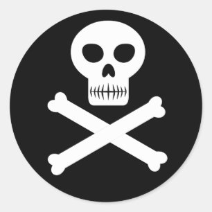 Schädel und Kreuzknochen Runder Aufkleber
