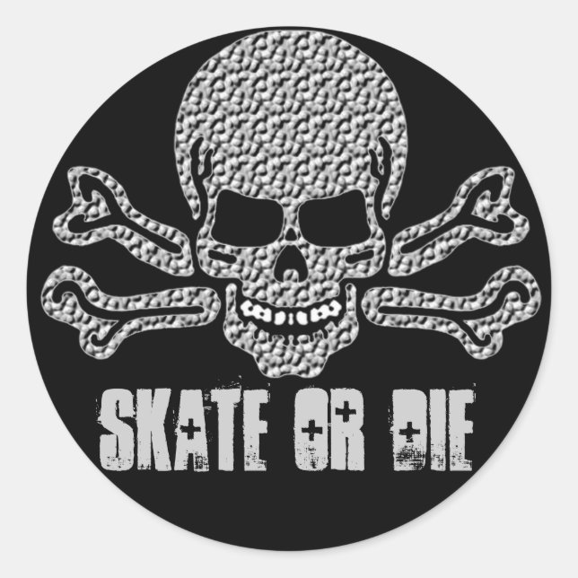 Schädel und Kreuzknochen Runder Aufkleber (Vorderseite)