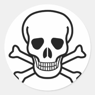 Schädel und Kreuzknochen Runder Aufkleber